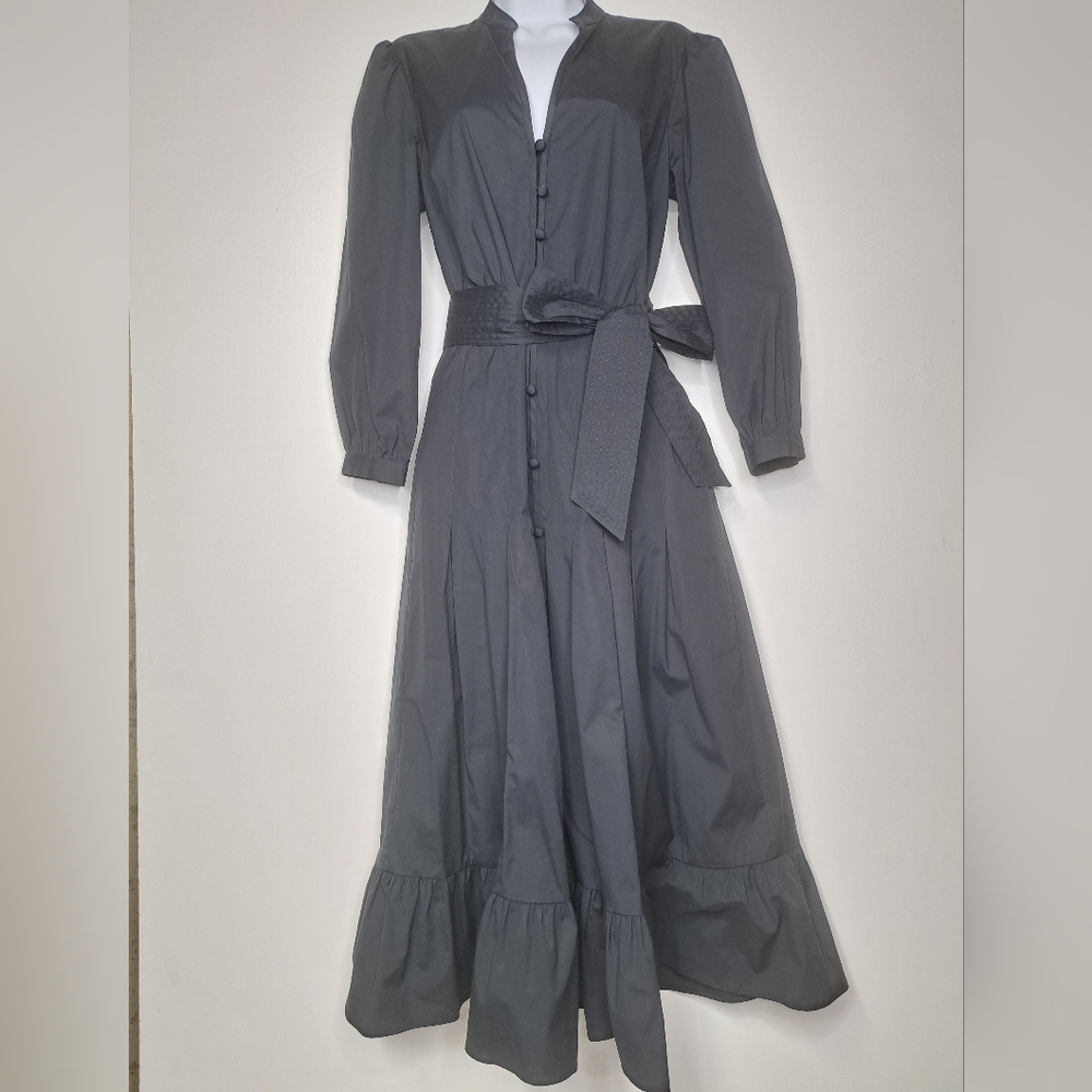 Veronica Beard Black Izie Cotton Poplin Midi Dress Size 2 - Picture 12 of 16
